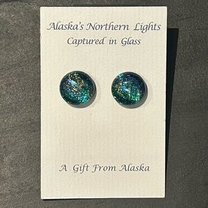 Alaska Northern Lights Sparkle Glass Stud Earrings